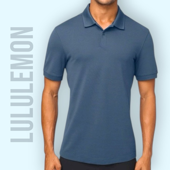 Lululemon Men’s Tech Pique Polo Shirt Medium Blue Live In Practice Performance - Picture 1 of 11